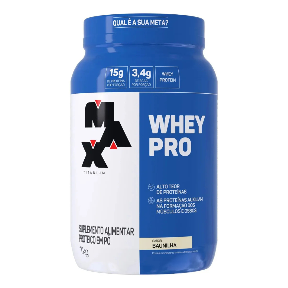 Whey Pro Baunilha Max Titanium Protein Pro Com Bcaa E Aminoácidos 1kg